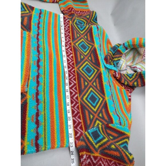 RF Brand Mens Hoodie L Aztec Pullover Sweater Sweatshirt Southwestern Fleece - Picture 2 of 7